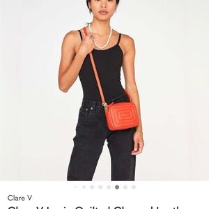 Clare V Bright Poppy Channel Quilted Lucie Crossbody